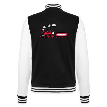 dampflok lok eisenbahn western comic - College-Sweatjacke - Schwarz/Weiß - Hinten - Marisol (170cm)