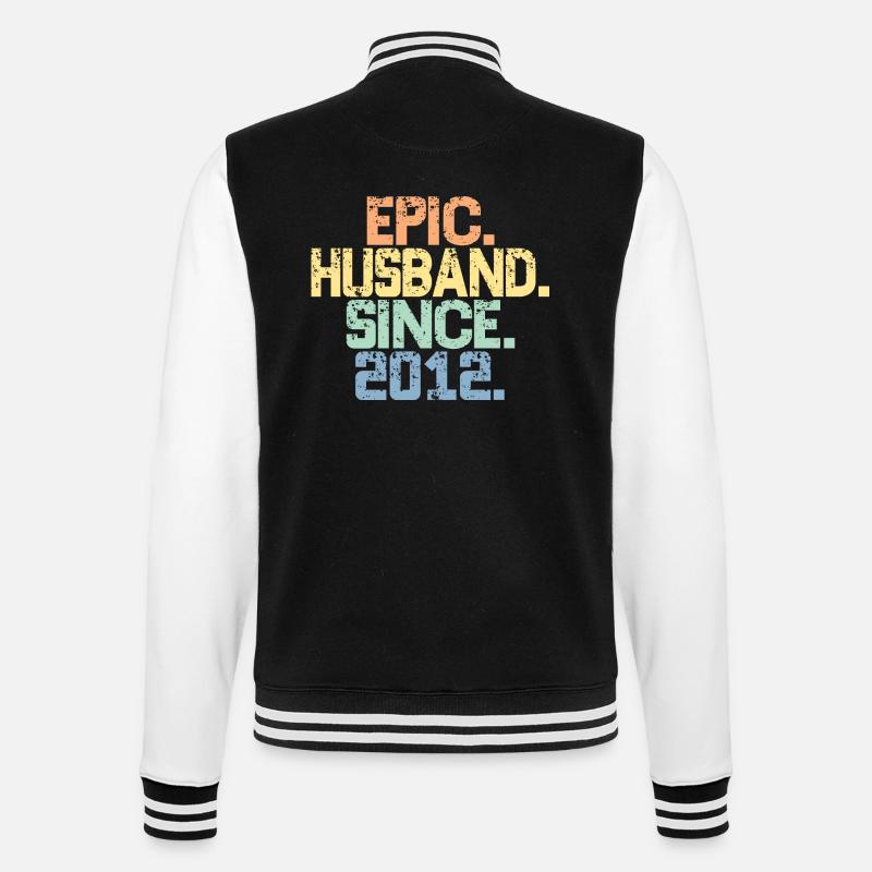 Epic Husband Since 2012 - 11th Anniversary For Men - College Sweat Jacket - black/white
