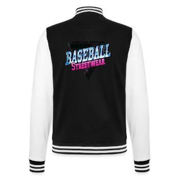 Baseball Sports Font Vintage Retro Streetwear - College Sweat Jacket - black/white - Back - Marisol (170cm)