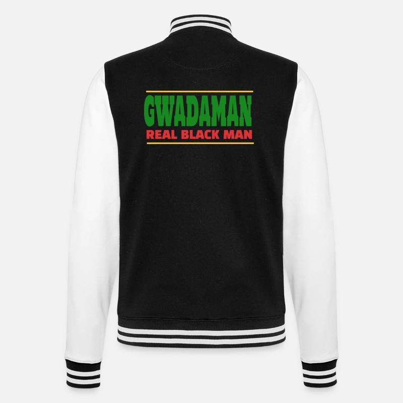 Gwadaman, echter schwarzer Mann - College-Sweatjacke - Schwarz/Weiß