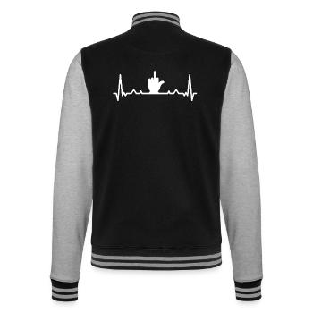 Stinkefinger EKG Kardiogramm Lustig - College-Sweatjacke - Schwarz/Grau meliert - Hinten - Marisol (170cm)