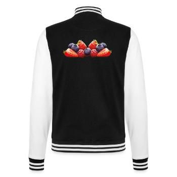 Strawberry, Blueberry, Fruit - College Sweat Jacket - black/white - Back - Marisol (170cm)