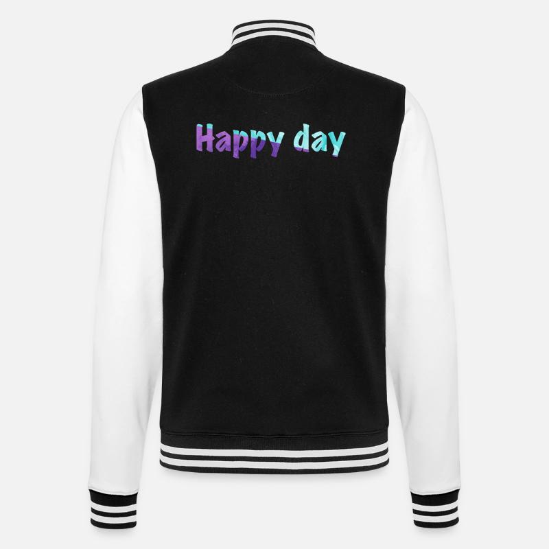 Lyricsb"Happy day" auf Englisch - College-Sweatjacke - Schwarz/Weiß
