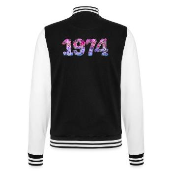 50th Birthday vintage retro Born in 1973 Birthday - College Sweat Jacket - black/white - Back - Marisol (170cm)