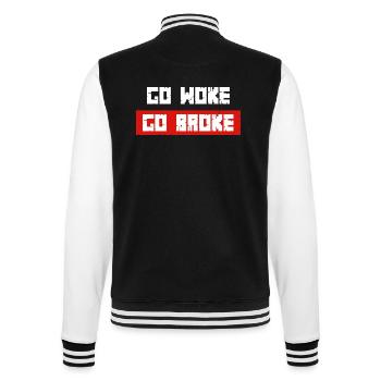 Go Woke Go pleite - College-Sweatjacke - Schwarz/Weiß - Hinten - Marisol (170cm)