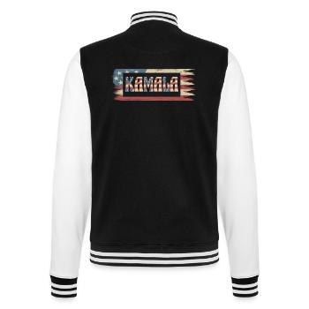 Kamala Harris president amerikanische Flagge retro - College-Sweatjacke - Schwarz/Weiß - Hinten - Marisol (170cm)