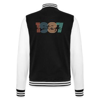 1987 Vintage Retro - College-Sweatjacke - Schwarz/Weiß - Hinten - Marisol (170cm)