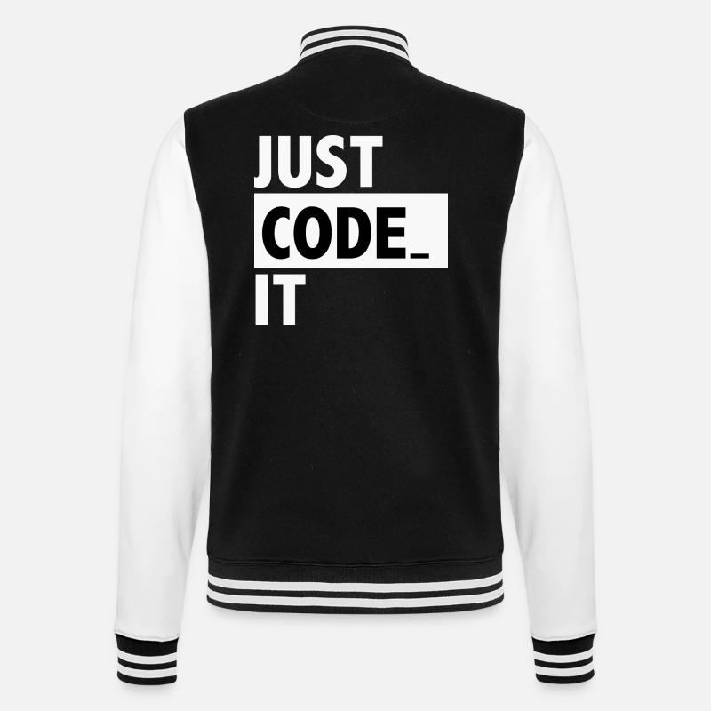 just code it - College Sweat Jacket - black/white