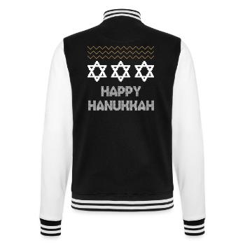 Ugly Hanukkah, Hanukkah, Festival of Lights, Gift - College Sweat Jacket - black/white - Back - Marisol (170cm)