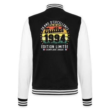 28 Ans Anniversaire Vintage Né en juillet 1994 - Veste Teddy - noir/blanc - Dos - Marisol (170cm)