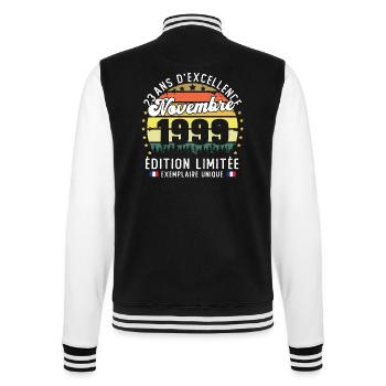 23 Ans Anniversaire Vintage Né en Novembre 1999 - Veste Teddy - noir/blanc - Dos - Marisol (170cm)