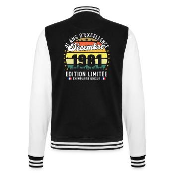 41 Ans Anniversaire Vintage Né en Décembre 1981 - Veste Teddy - noir/blanc - Dos - Marisol (170cm)