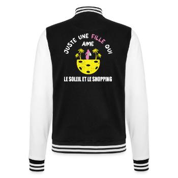 Juste une fille qui aime le soleil et le shopping - Veste Teddy - noir/blanc - Dos - Marisol (170cm)