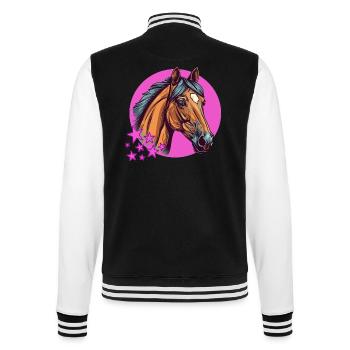 Schönes Pferd für alle Pferdebegeisterte - College-Sweatjacke - Schwarz/Weiß - Hinten - Marisol (170cm)