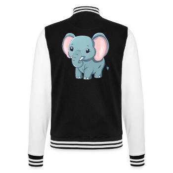 Süßer Grauer Elefant - Afrika - College-Sweatjacke - Schwarz/Weiß - Hinten - Marisol (170cm)
