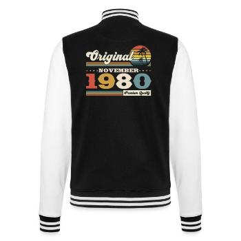 43. Geburtstag Mann Jahrgang 1980 Vintage Retro - College-Sweatjacke - Schwarz/Weiß - Hinten - Marisol (170cm)