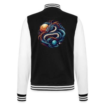 Mystical Cosmic Dragon Artwork - College Sweat Jacket - black/white - Back - Marisol (170cm)
