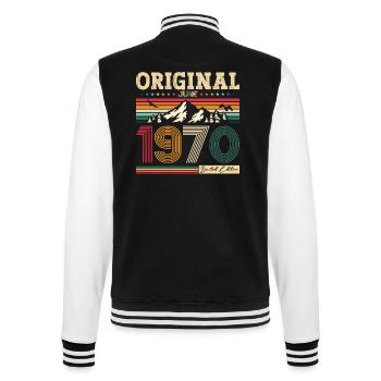 55th Birthday Original June 1970 Vintage 1970 - College Sweat Jacket - black/white - Back - Marisol (170cm)
