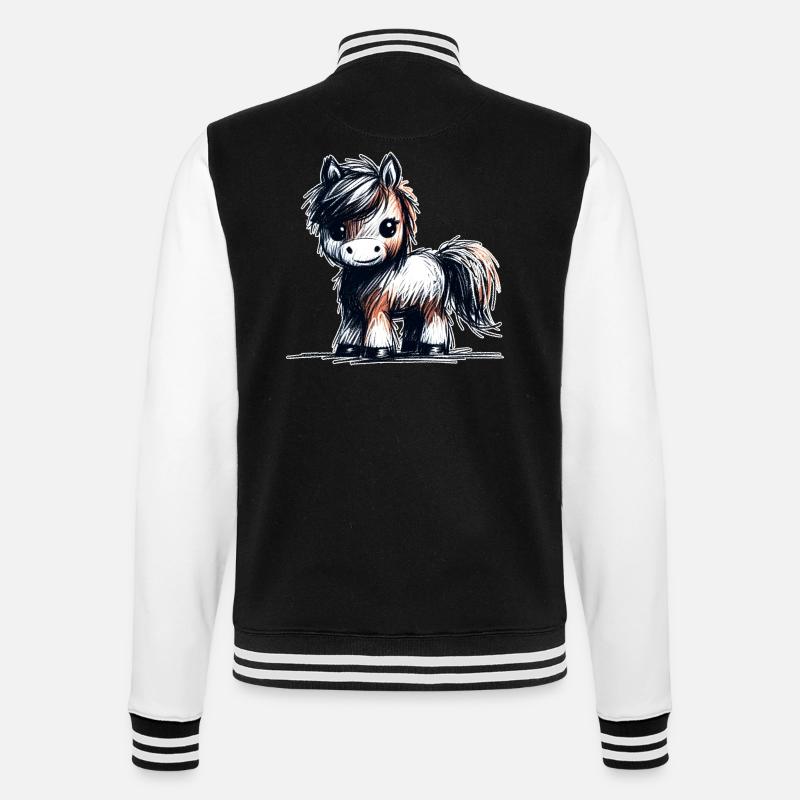 Pferdchen - College-Sweatjacke - Schwarz/Weiß