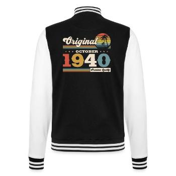 85. Geburtstag Legende Oktober 1940 Jahrgang 04 - College-Sweatjacke - Schwarz/Weiß - Hinten - Marisol (170cm)