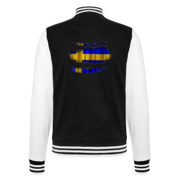 Schweden Flagge Aufgerissen 017 - College-Sweatjacke - Schwarz/Weiß - Hinten - Marisol (170cm)