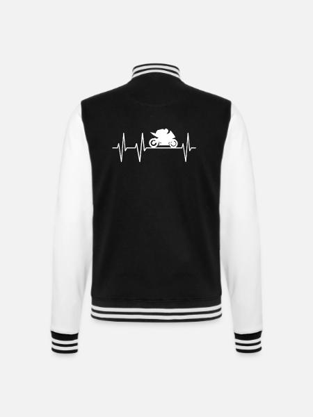 Motorrad Herzschlag Herz Puls Herzklopfen Maschine - College-Sweatjacke - Schwarz/Weiß