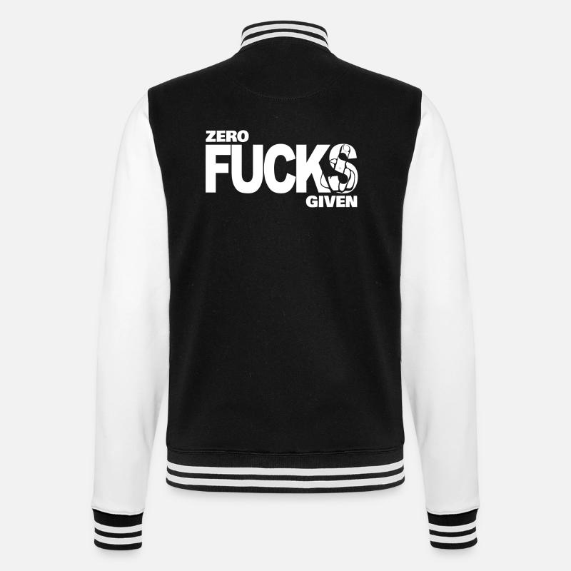 Zero Fucks Given White - College-Sweatjacke - Schwarz/Weiß