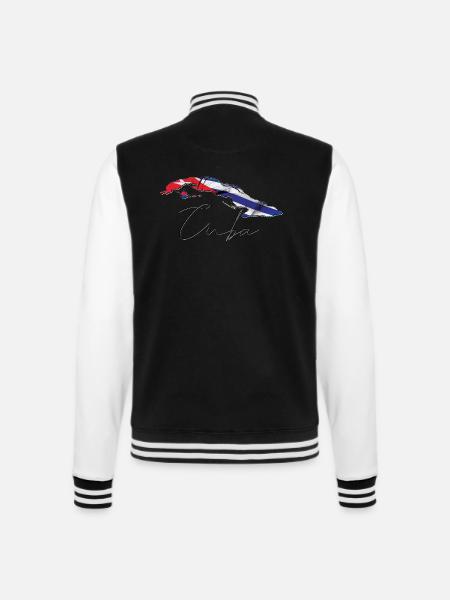 Kuba Flagge in der Kuba Landkarte EN - College-Sweatjacke - Schwarz/Weiß