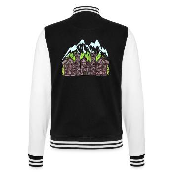 Austria Medieval Castle Fortress Fantasy Knights - College Sweat Jacket - black/white - Back - Marisol (170cm)