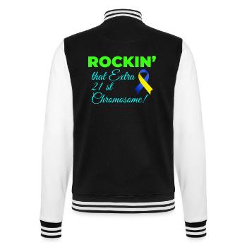 Jour du syndrome de Down Rockin' Extra 21e chromosome - Veste Teddy - noir/blanc - Dos - Marisol (170cm)