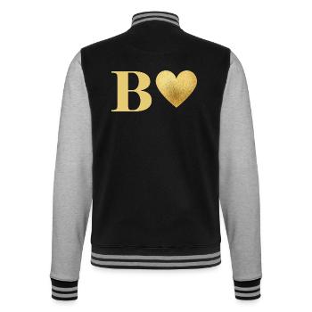 Buchstabe b Goldenes Herz - College-Sweatjacke - Schwarz/Grau meliert - Hinten - Marisol (170cm)