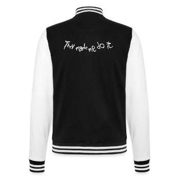 they made me do it - College Sweat Jacket - black/white - Back - Marisol (170cm)