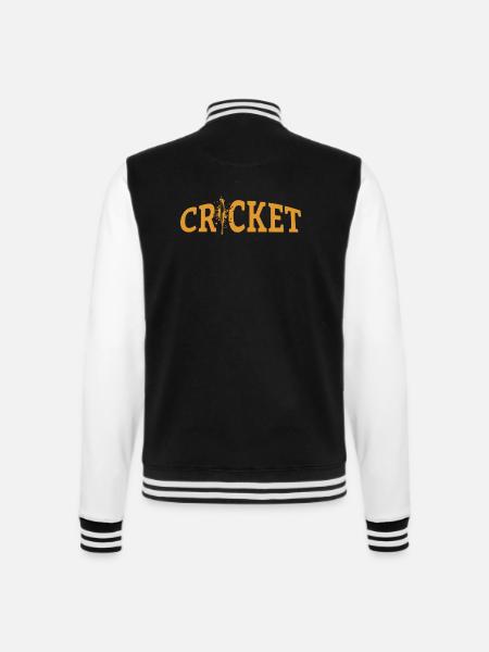 Cricket Lettering with Bat - Kricket - College-Sweatjacke - Schwarz/Weiß