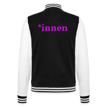 *innen Geschenkidee pro Gendern Feminismus innen - College-Sweatjacke - Schwarz/Weiß - Hinten - Marisol (170cm)
