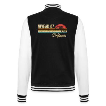 7 Years of Marriage Wool Wedding Level 7 Unlocked - College Sweat Jacket - black/white - Back - Marisol (170cm)
