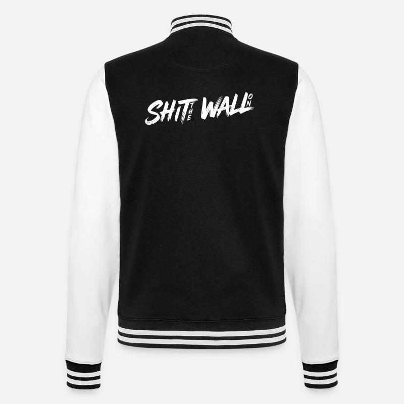 Shit the wall on - College Sweat Jacket - black/white