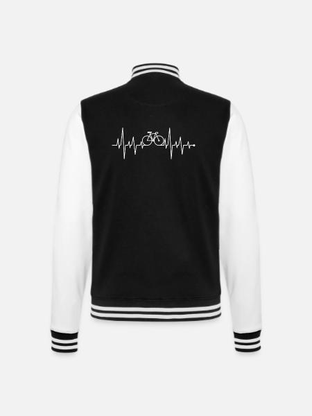 Herzschlag Herzlinie Herzfrequenz Geschenk Rennrad - College-Sweatjacke - Schwarz/Weiß