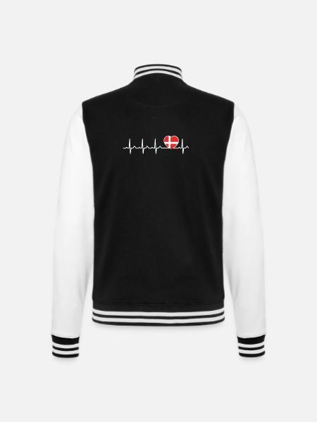 Herzschlag Herzfrequenz Dänemark Flagge Geschenk - College-Sweatjacke - Schwarz/Weiß