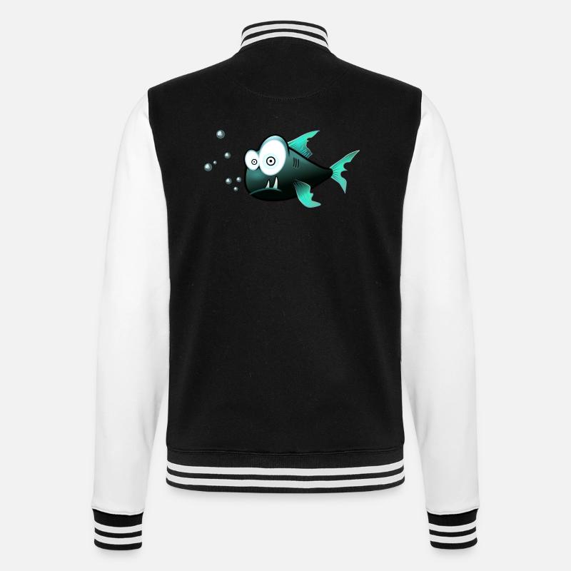 Fisch - College-Sweatjacke - Schwarz/Weiß