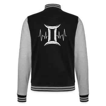 Sternzeichen Zwilling Herzschlag - College-Sweatjacke - Schwarz/Grau meliert - Hinten - Marisol (170cm)
