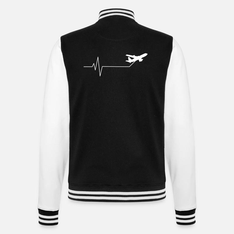 Herzschlag Flugzeug Pilot - College-Sweatjacke - Schwarz/Weiß