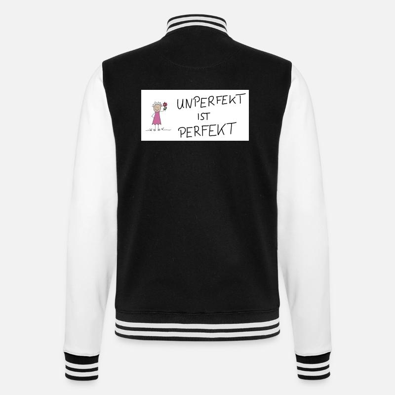 Unperfekt ist Perfekt - College-Sweatjacke - Schwarz/Weiß