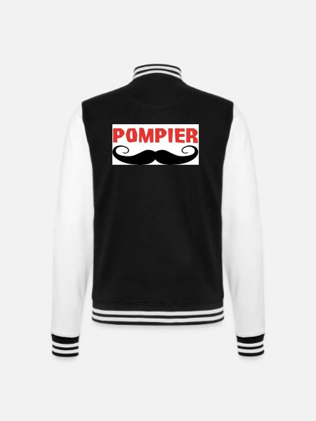 POMPIER - Veste Teddy - noir/blanc