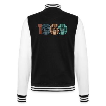 1969 Vintage Retro - College-Sweatjacke - Schwarz/Weiß - Hinten - Marisol (170cm)
