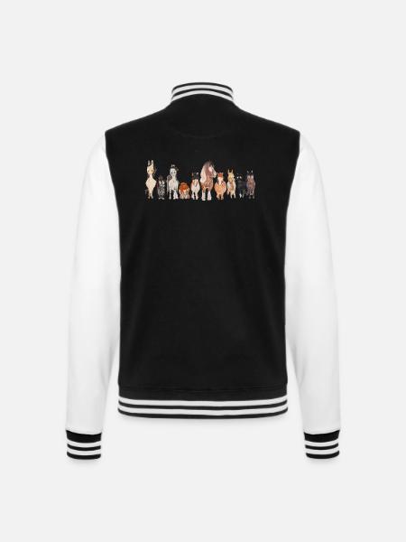 Cartoon Pferde Aquarell - College-Sweatjacke - Schwarz/Weiß