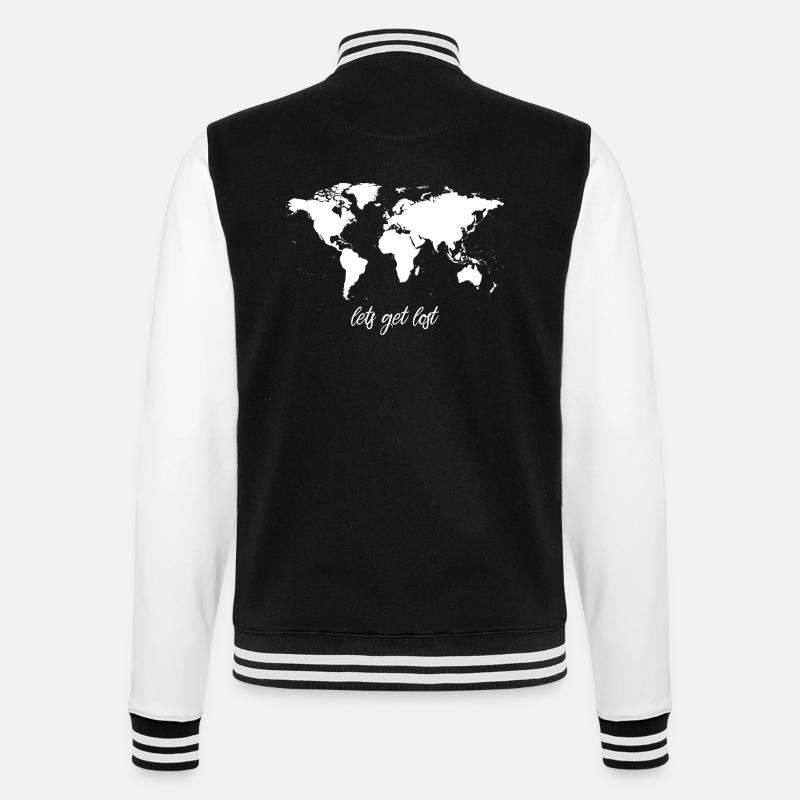 Lets Get Lost Worldmap - College-Sweatjacke - Schwarz/Weiß