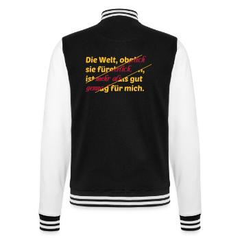 Welt Spruch Abstrakt Schrift farbig Geschenkidee - College-Sweatjacke - Schwarz/Weiß - Hinten - Marisol (170cm)