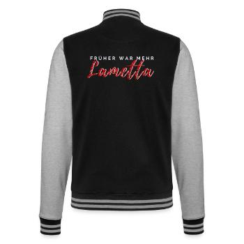 Weihnachtspullover - Früher war mehr Lametta - College-Sweatjacke - Schwarz/Grau meliert - Hinten - Marisol (170cm)