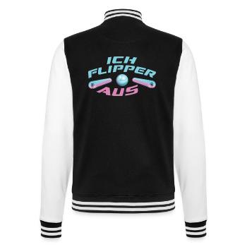 Retro Flippern Spruch ICH FLIPPER AUS Pinball - College-Sweatjacke - Schwarz/Weiß - Hinten - Marisol (170cm)