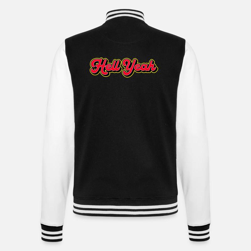 Hell yes 3D Retro Script - College-Sweatjacke - Schwarz/Weiß
